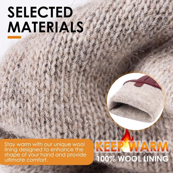 Women's Winter Leather Gloves Touchscreen Texting Warm Driving Lambskin Gloves - Picture 4 of 7